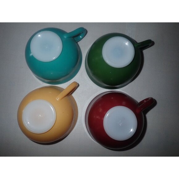 Vintage Hazel Atlas Ovide Platonite Moderntone Tea Cup Lot red teal yellow green - Picture 9 of 12